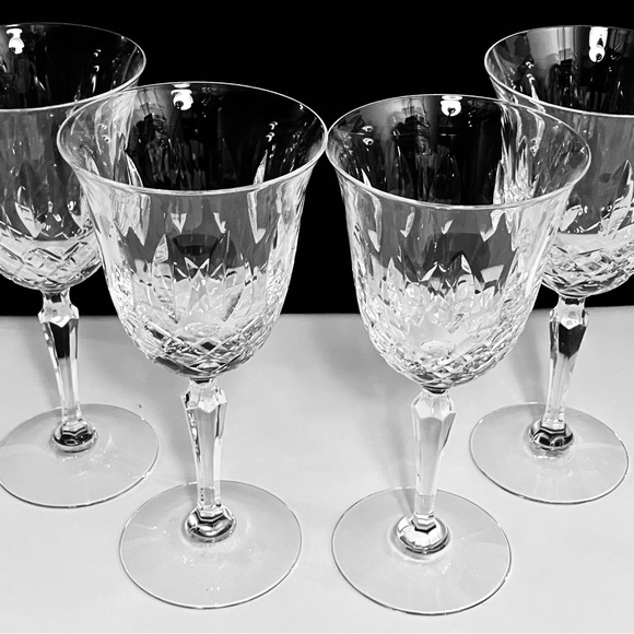 4 TIFFIN-FRANCISCAN ‘Elyse’ Water Goblets / VINTAGE AMERICAN CRYSTAL / 1 Scratch - Picture 3 of 12
